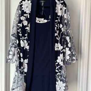 Navy and White Floral Pantsuit
